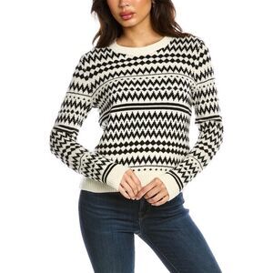Chinti & Parker Black and White Patterned Crew Neck Sweater